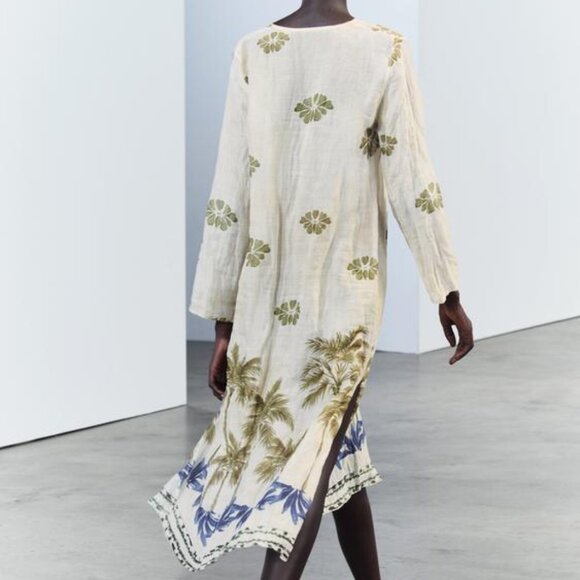 NWT ZARA PRINTED 100% RAMIE TUNIC DRESS 3390/170 Sz-S - Picture 3 of 11